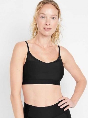 Old Navy Light Support PowerSoft Mesh-Back Sports Bra BHs Damen Schwarz | 1483DNFCB