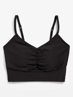 Old Navy Light Support PowerSoft Ruched Sports Bra BHs Damen Schwarz | 8034WIYKL