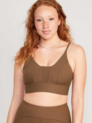 Old Navy Light Support PowerSoft Textured-Rib Sports Bra Sportbekleidung Damen Date Palm | 4639HXEML