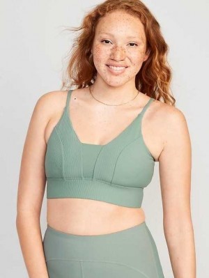 Old Navy Light Support PowerSoft Textured-Rib Sports Bra Sportbekleidung Damen Rainy Season | 7102YUJCE