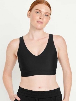 Old Navy Light Support PowerSoft V-Neck Sports Bra BHs Damen Schwarz | 3785IXRVE
