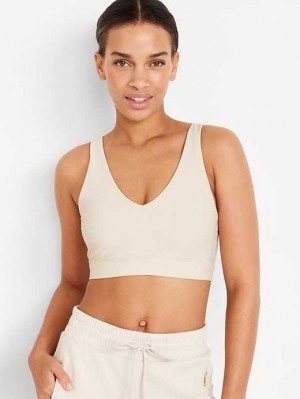 Old Navy Light Support PowerSoft V-Neck Sports Bra BHs Damen Cozy Cashmere | 6813JMNWV