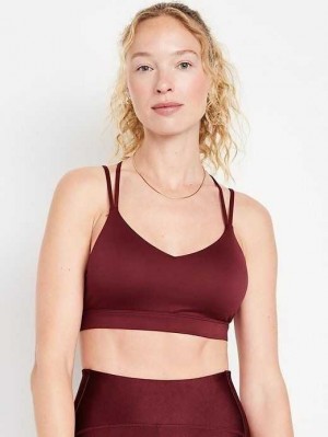 Old Navy Light Support Riemchen V-Neck Sports Bra Sportbekleidung Damen Dunkelrot | 4581JMTIV