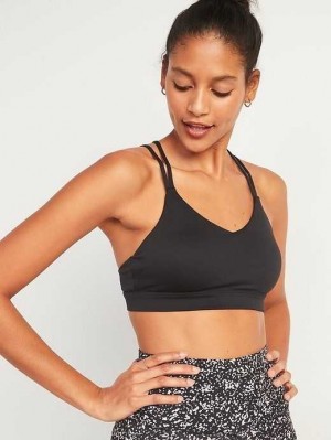 Old Navy Light Support Riemchen V-Neck Sports Bra Sportbekleidung Damen Schwarz | 1470FXZEU