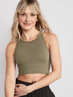 Old Navy Light Support Seamless Rib-Knit Longline Sports Bra Sportbekleidung Damen Grau | 3912DIFHQ