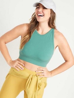 Old Navy Light Support Seamless Rib-Knit Longline Sports Bra Sportbekleidung Damen Dunkelgrün | 8670RWUPM