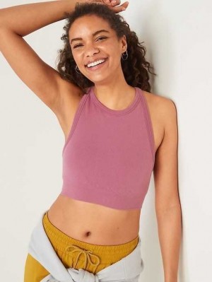 Old Navy Light Support Seamless Rib-Knit Longline Sports Bra Sportbekleidung Damen Rosa | 9240VRHMG