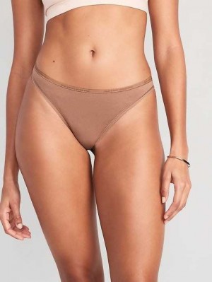 Old Navy Logo Graphic Tanga Underwear Unterwäsche Damen Cocoa Fawn | 6750QJFVN