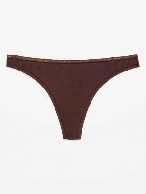 Old Navy Logo Graphic Tanga Underwear Unterwäsche Damen French Roast | 9127XESFR