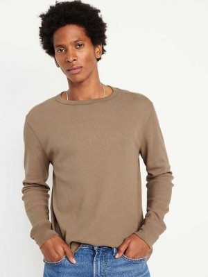 Old Navy Long-Sleeve Built-In Flex Waffle-Knit T-Shirt T-shirts Herren Braun | 0273DHOCG