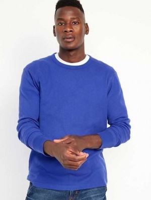 Old Navy Long-Sleeve Built-In Flex Waffle-Knit T-Shirt T-shirts Herren Blau | 2368CYLTZ