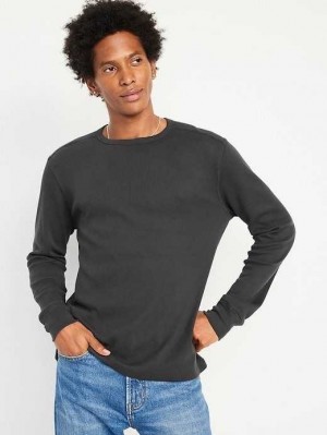 Old Navy Long-Sleeve Built-In Flex Waffle-Knit T-Shirt T-shirts Herren Panther | 3052LFKUV