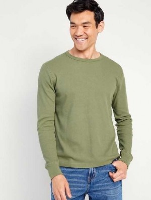 Old Navy Long-Sleeve Built-In Flex Waffle-Knit T-Shirt T-shirts Herren Bare Ground | 4031TFGDZ