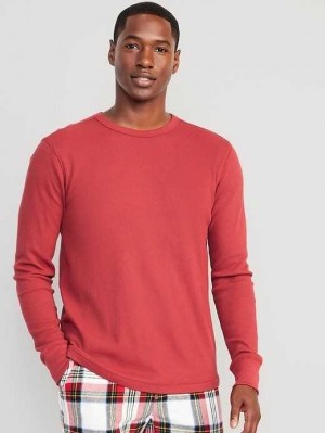 Old Navy Long-Sleeve Built-In Flex Waffle-Knit T-Shirt T-shirts Herren Rosa | 4528TSZMY