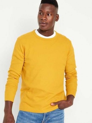 Old Navy Long-Sleeve Built-In Flex Waffle-Knit T-Shirt T-shirts Herren Gelb | 4713QCGVI