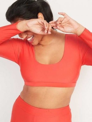 Old Navy Long-Sleeve Cropped Rashguard Swim Top Badeanzüge Damen Koralle | 6895CFHGJ