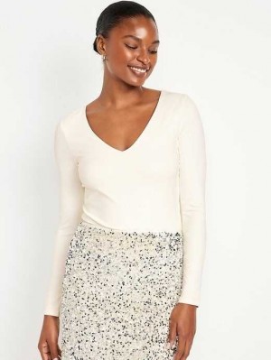 Old Navy Long-Sleeve Cropped V-Neck T-Shirt T-shirts Damen Hellblau | 9325ZLFXU