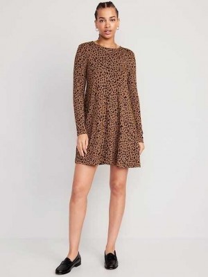 Old Navy Long-Sleeve Jersey-Knit Mini Swing Kleider Kleid Damen Wild Spots | 2387OGZIX