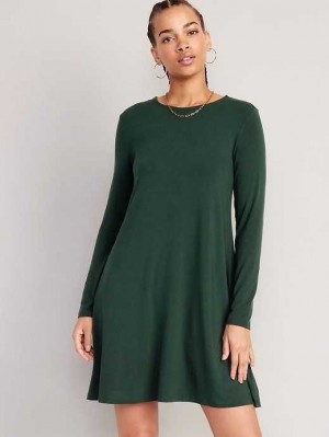 Old Navy Long-Sleeve Jersey-Knit Mini Swing Kleider Kleid Damen Dunkel | 0324IJSBC