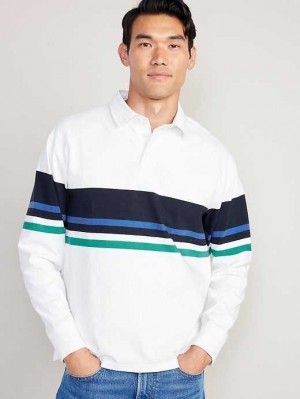 Old Navy Long-Sleeve Rugby Polo Polo Shirts Herren Blau Grün | 0821ITGRF