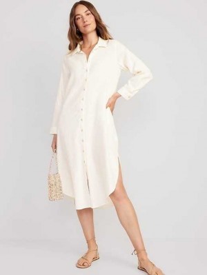 Old Navy Long-Sleeve Shirt Kleider Kleid Damen Creme De La Creme | 6893JPMSA