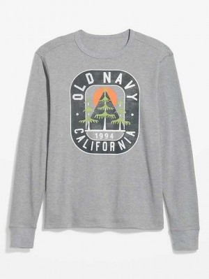 Old Navy Long-Sleeve Thermal-Knit Logo T-Shirt T-shirts Herren Grau | 0319LQAPC