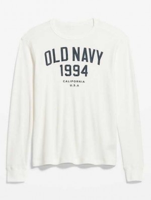 Old Navy Long-Sleeve Thermal-Knit Logo T-Shirt T-shirts Herren Hellblau | 5729ICJRF