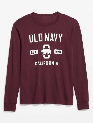 Old Navy Long-Sleeve Thermal-Knit Logo T-Shirt T-shirts Herren Raisin Arizona | 0659MVNFY