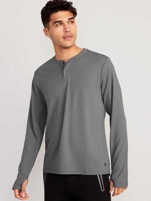 Old Navy Long-Sleeve Thermal-Knit Performance Henley Sportbekleidung Herren Grau | 1893AGCFL