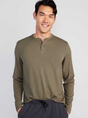 Old Navy Long-Sleeve Thermal-Knit Performance Henley Sportbekleidung Herren Grau | 8235KBWFZ