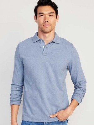 Old Navy Long-Sleeve Uniform Pique Polo Polo Shirts Herren Hellblau | 2476DEIFZ