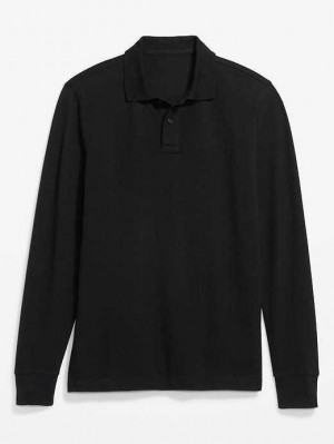 Old Navy Long-Sleeve Uniform Pique Polo Polo Shirts Herren Blackjack | 3901WAEBG