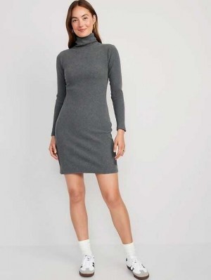 Old Navy Long Sleeve Mock Neck Mini Kleider Kleid Damen Dunkelgrau | 2581MKCQV