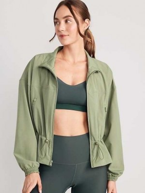 Old Navy Loose StretchTech Cinched-Taille Jacket Lauftop Damen Olivgrün | 4082IVUAM