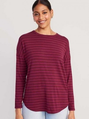 Old Navy Luxe Long-Sleeve Tunic T-Shirt T-shirts Damen Rot | 2054HRSJO