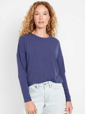 Old Navy Luxe Rib-Knit Tunic T-Shirt T-shirts Damen Bluesday | 0516RNWUT
