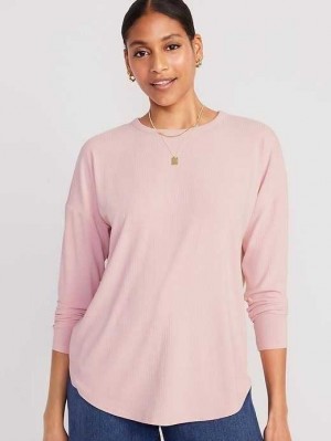 Old Navy Luxe Rib-Knit Tunic T-Shirt T-shirts Damen Rosa | 6137BWQJK