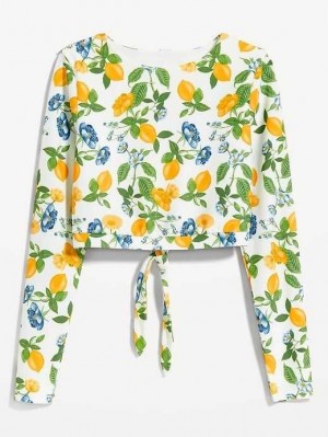 Old Navy Matching Cutout Rashguard Swim Top Badeanzüge Damen Lemons | 2453XWHSO