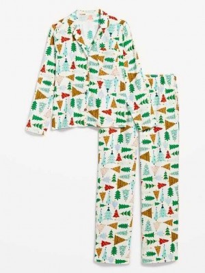 Old Navy Matching Flannel Pajama Set Pyjama Damen O Christmas Tree | 3802ONQPK