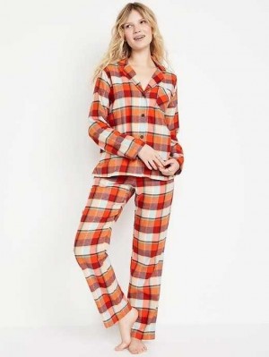 Old Navy Matching Flannel Pajama Set Pyjama Damen Rot | 4165RHVFK
