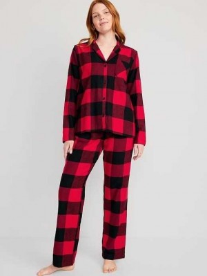 Old Navy Matching Flannel Pajama Set Pyjama Damen Rot | 6073CDIEW
