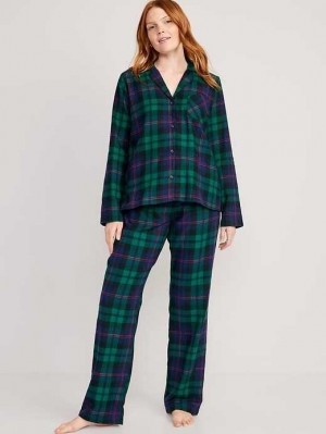 Old Navy Matching Flannel Pajama Set Pyjama Damen Schwarz | 6480INQFL