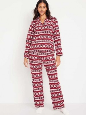 Old Navy Matching Flannel Pajama Set Pyjama Damen Rot | 1075XDNVQ