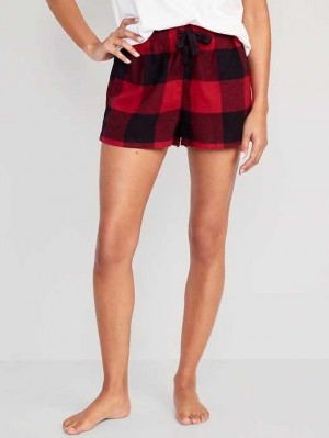 Old Navy Matching Flannel Pajama Shorts Pyjama Damen Rot | 4207KSEOR