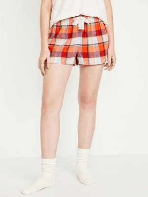 Old Navy Matching Flannel Pajama Shorts Pyjama Damen Rot | 5234TDHZA