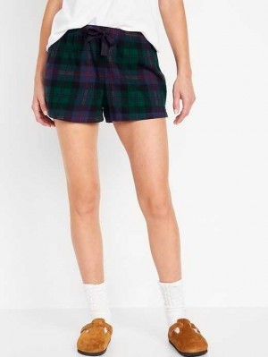 Old Navy Matching Flannel Pajama Shorts Pyjama Damen Schwarz | 7185PRYMF