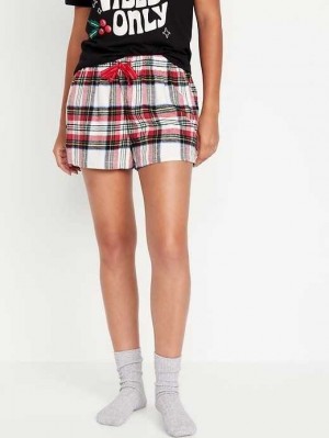 Old Navy Matching Flannel Pajama Shorts Pyjama Damen Weiß | 8241FSCUQ