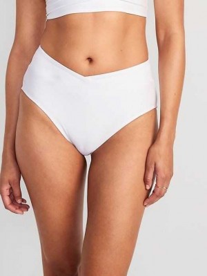 Old Navy Matching High-Waisted Cross-Front Bikini Swim Bottoms Badeanzüge Damen Calla Lily | 4956MLXSE