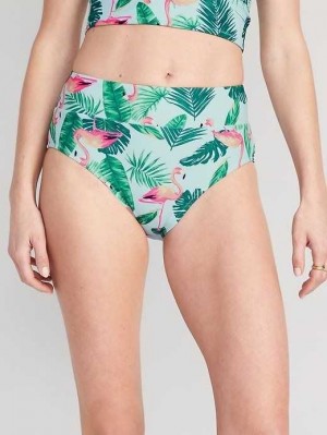 Old Navy Matching High-Waisted Printed Banded Bikini Swim Bottoms Badeanzüge Damen Blau | 7065EBOLQ