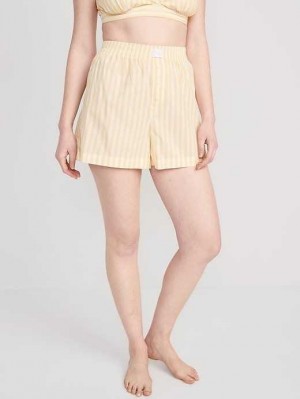 Old Navy Matching High-Waisted Printed Pajama Boxer Shorts Pyjama Damen Weiß Gelb | 1874ZUABM
